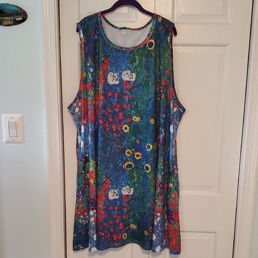 Vibrant Floral Sleeveless Midi Dress